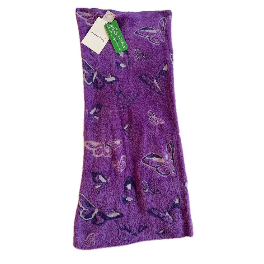 House of Sunny "Butterfly" Knit Skirt – Purple Fuzzy EcoVero / NWT Size S - Picture 2 of 6